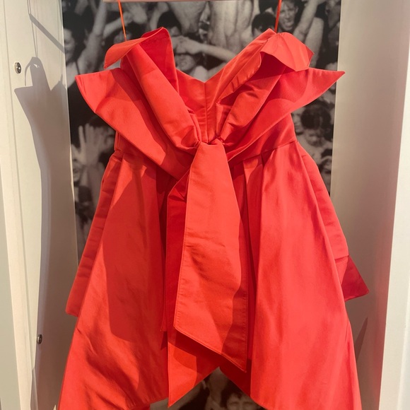 New with tags Christopher John Rogers Tie-front Strapless Origami Red Top Size 6 - Picture 4 of 8